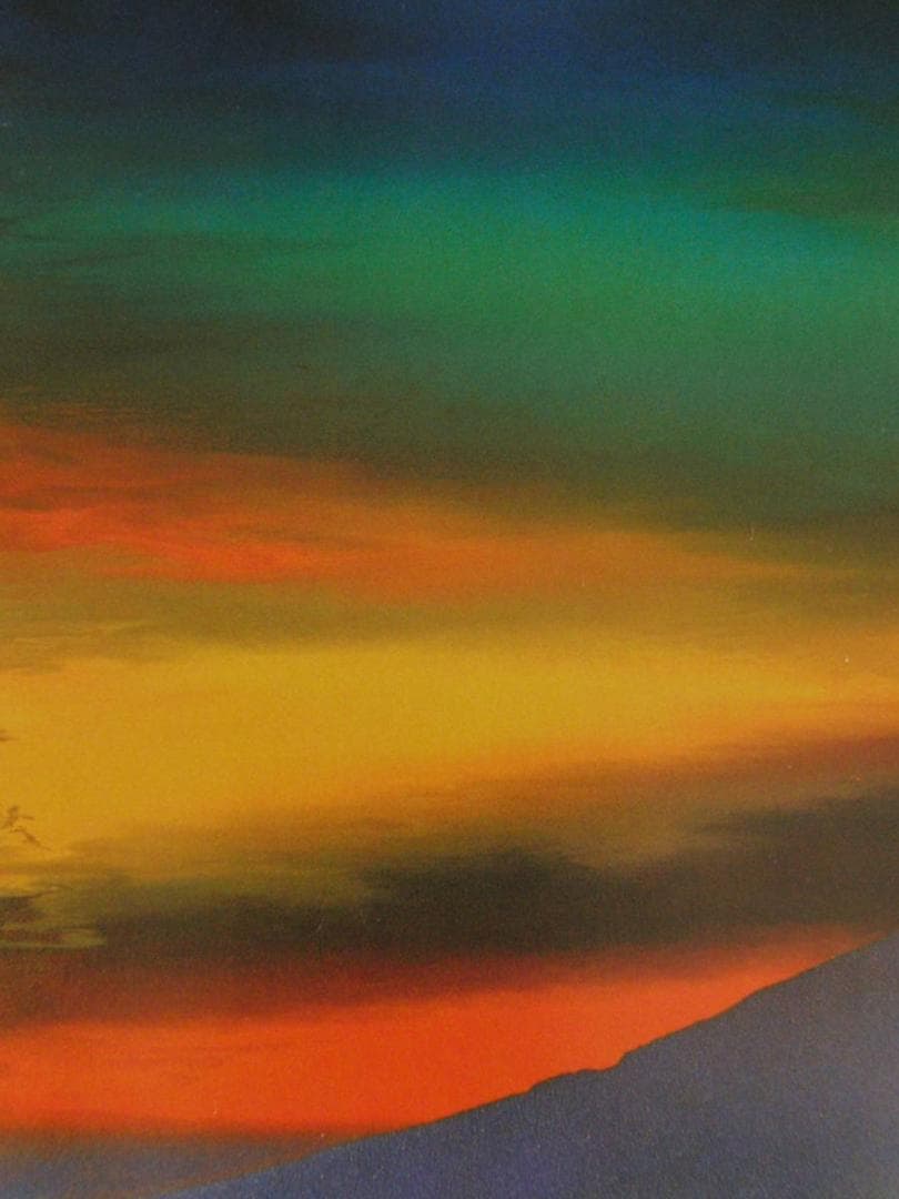 鎮西直秀、【晨旦　桜島】、希少な額装用画集より、新品額装付、状態良好