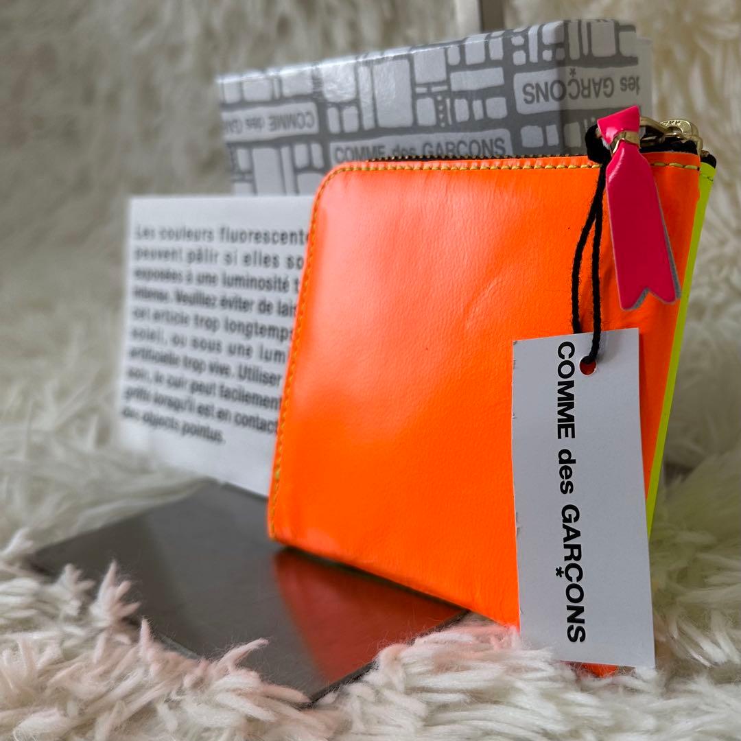 値下げ タグ 箱付 コムデギャルソン ミニ財布 蛍光色 ウォレット ケース