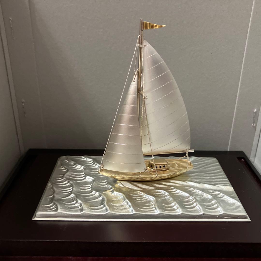 武比古 銀製ヨット 7号 ディスプレイケース付き