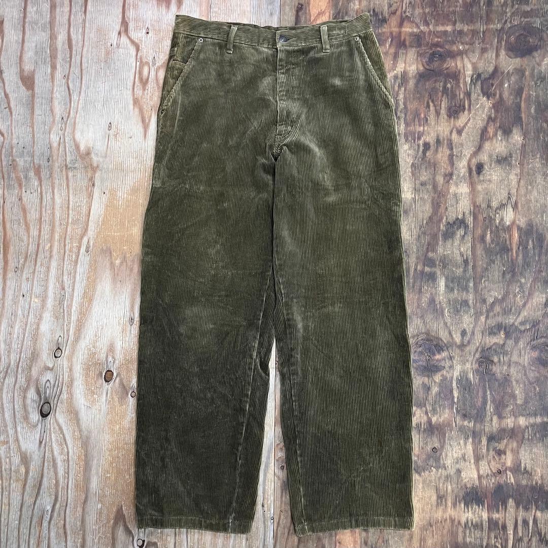 80s 太畝 ワイド コーデュロイパンツ オリーブグリーン VINTAGE - メルカリ