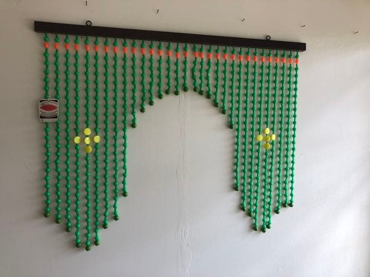 レトロポップ 昭和レトロ ビーズのれん 玉のれん オレンジ カーテン雫