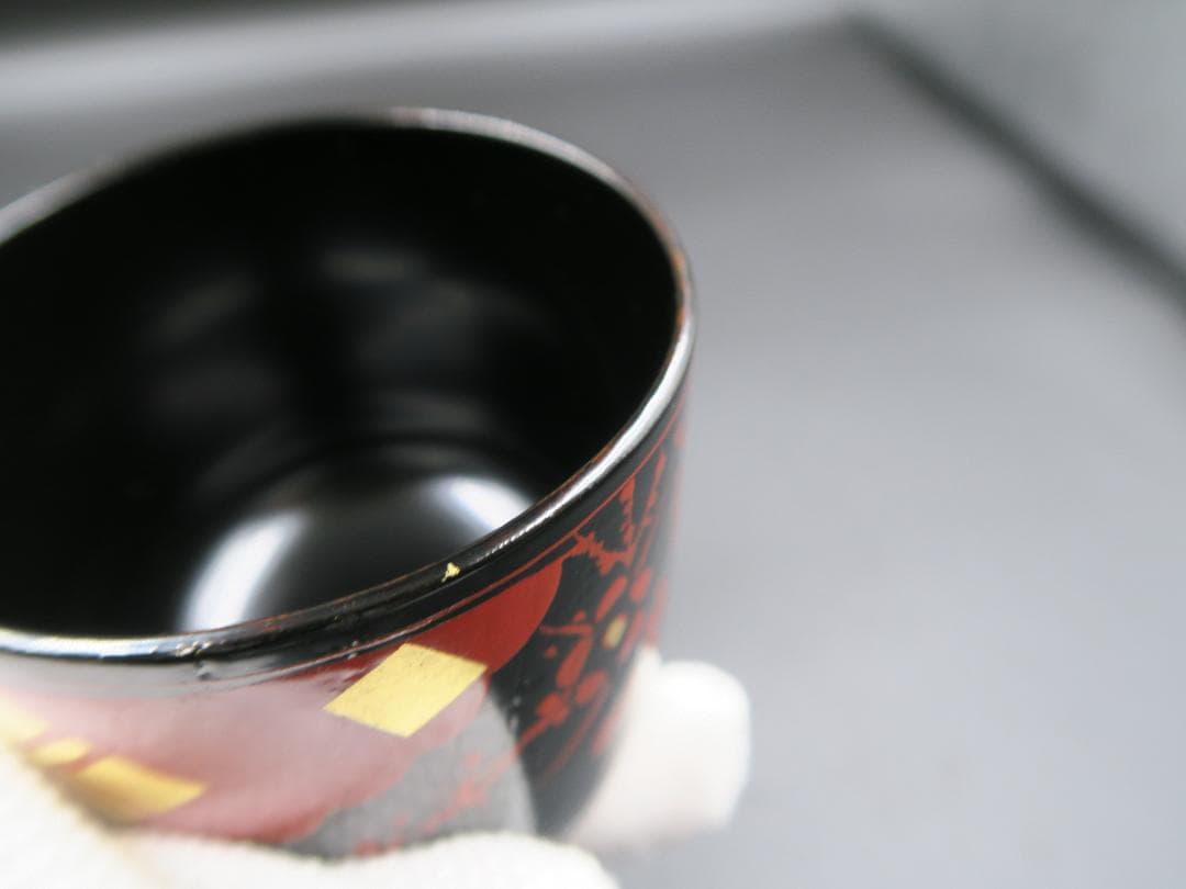 【輪島塗】小吸物椀 秀衡紋様 箸洗 濱田屋謹製 天然木 五客揃 共箱