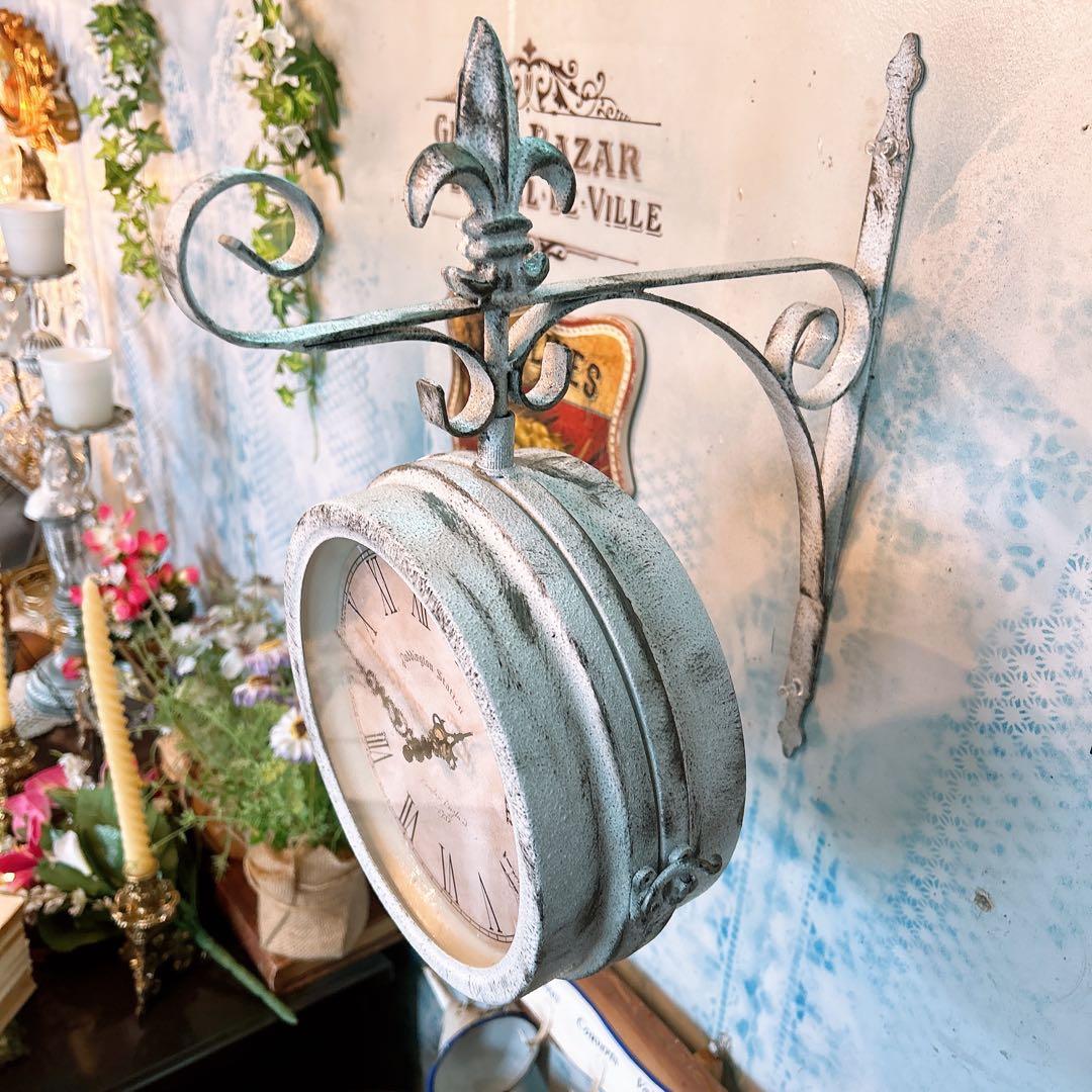 おしゃれな壁掛け時計 №.1 両面時計ウォールクロック アンティーク時計