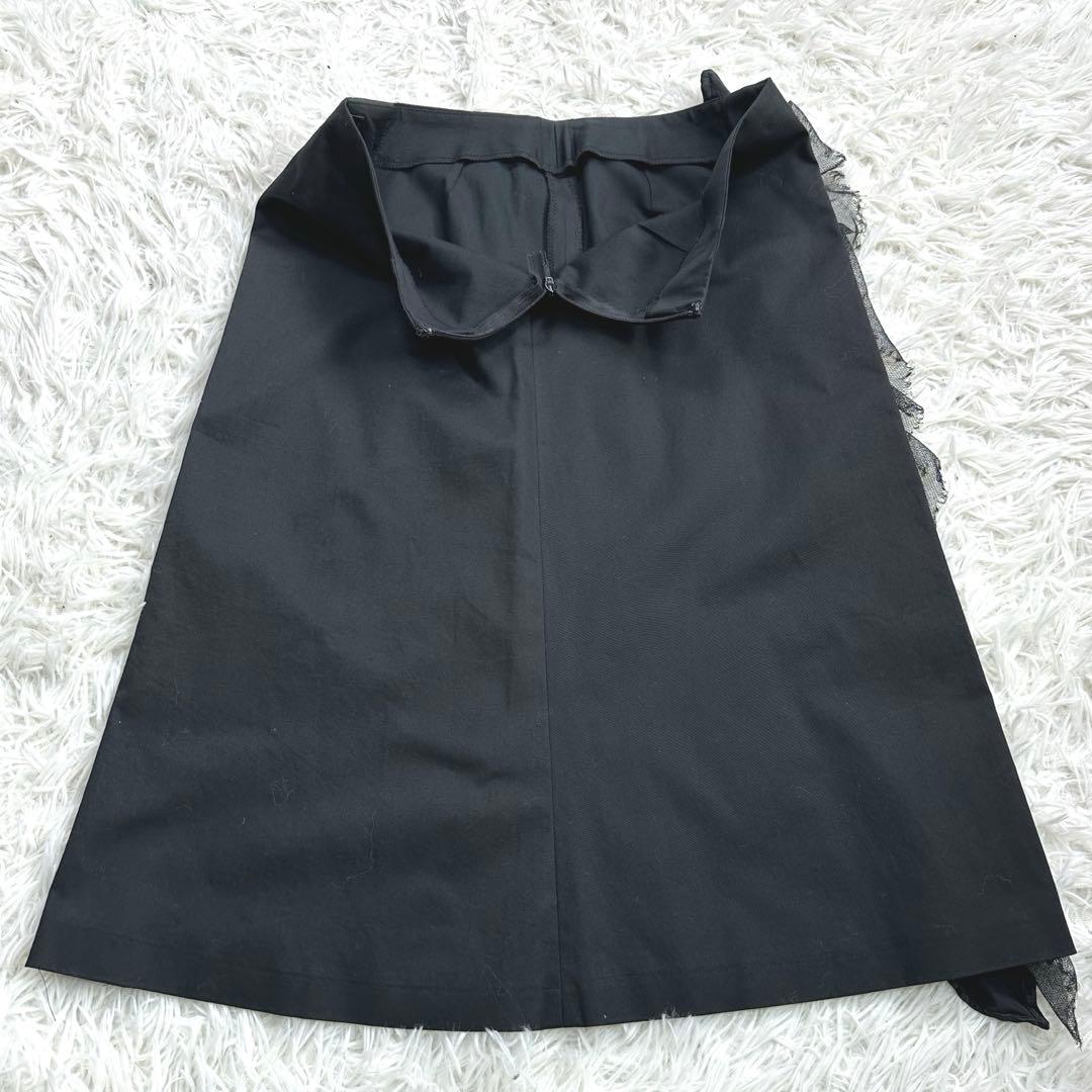 D&Gドルチェアンドガッバーナ サテン　レース　フリルスカート　ブラック　黒