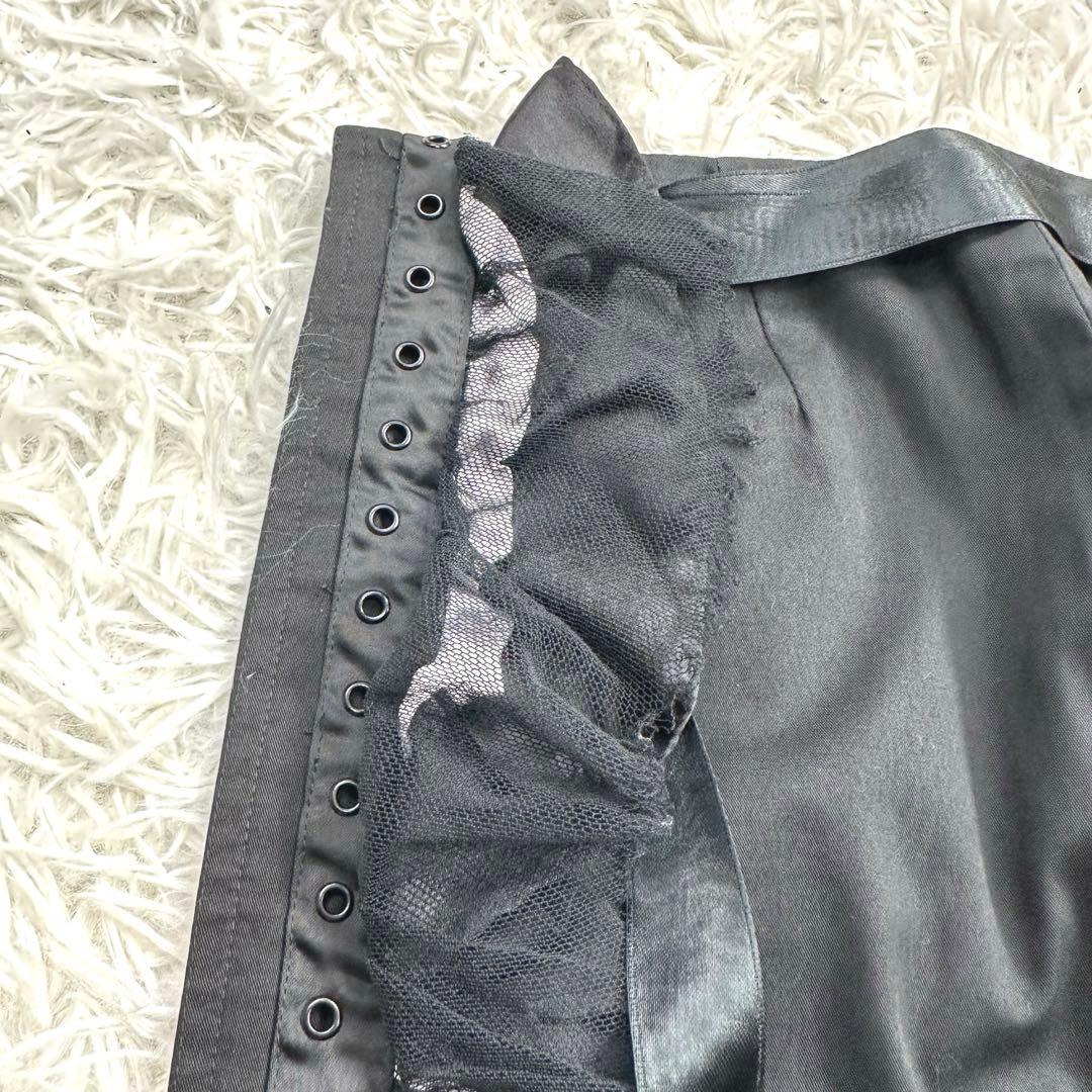 D&Gドルチェアンドガッバーナ サテン　レース　フリルスカート　ブラック　黒