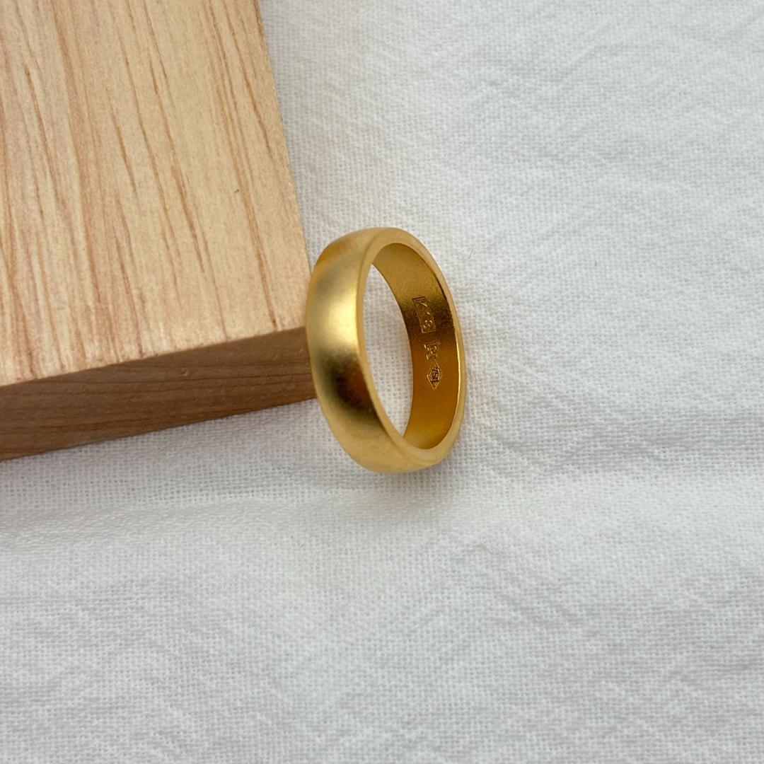 極美品 K18ゴールド マット仕上げ リング 4.36g 16号
