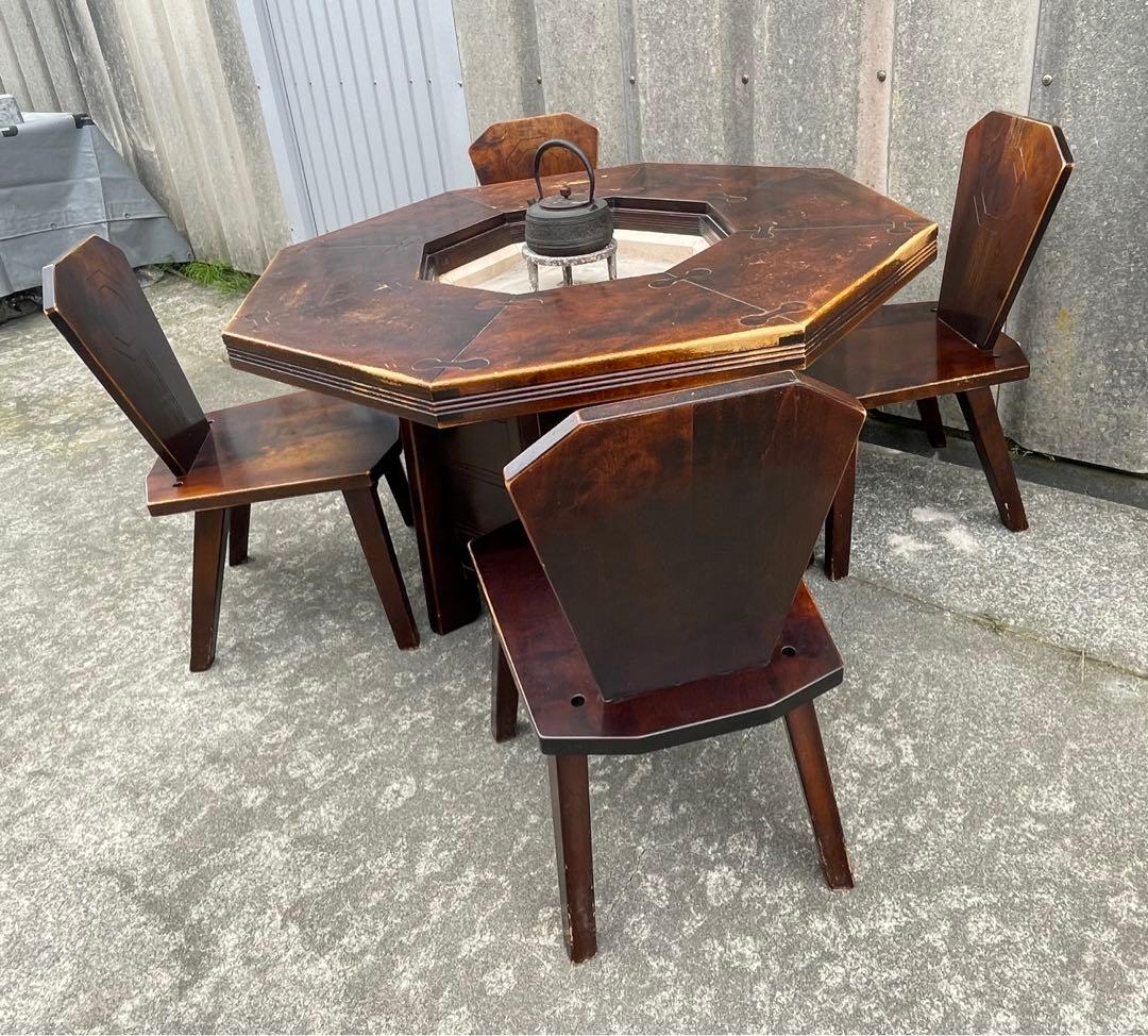 稀少/星野民藝/星野民芸/八角炉/囲炉裏/ダイニングセット/チェア/椅子/桜材