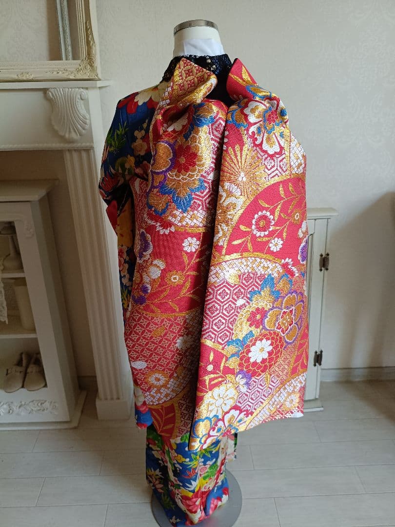 専用です☆赤に花模様のだらり帯☆作り帯