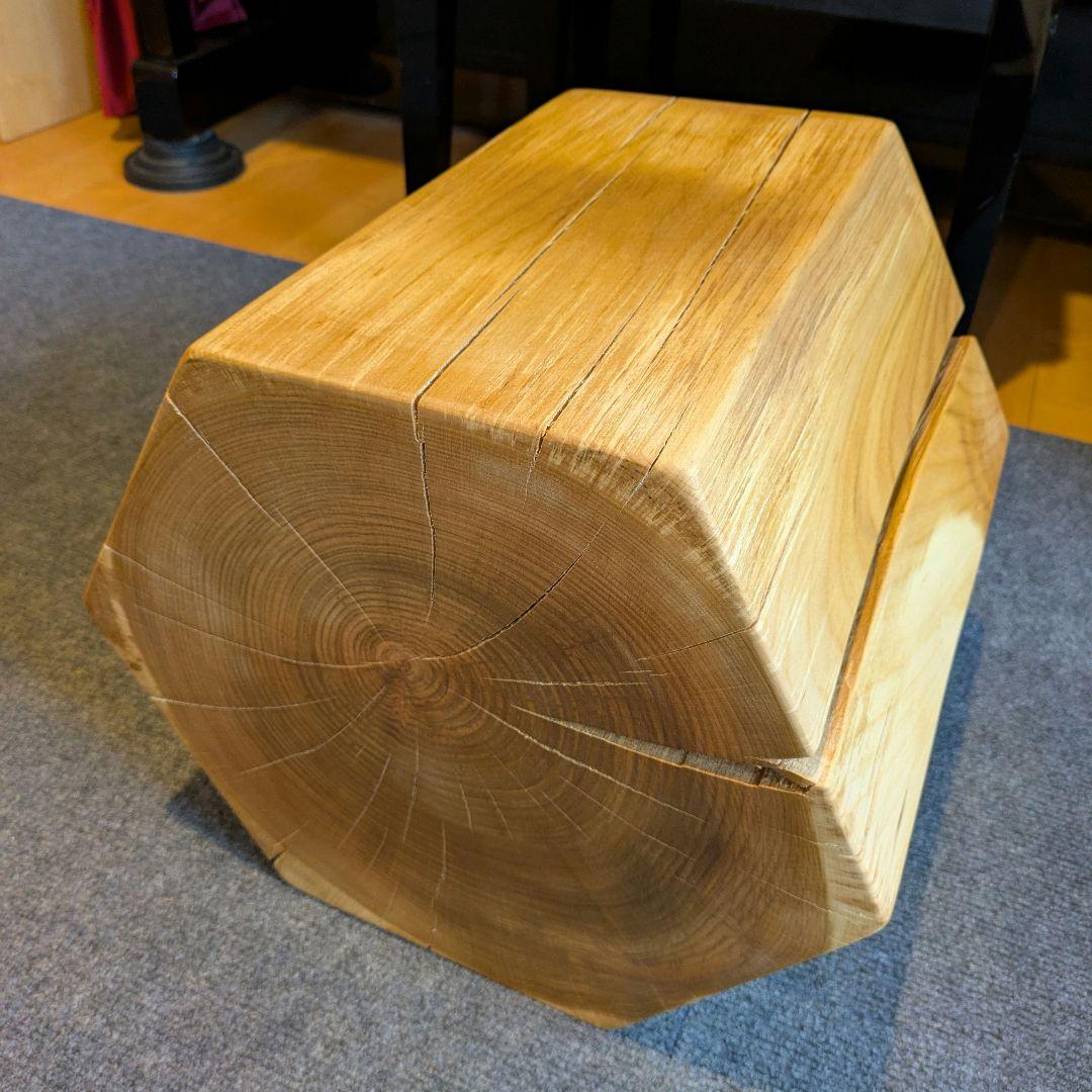 ピーナッツ様確認用　山桜　六角形　 天然木　椅子　スツール　高さ約35㎝