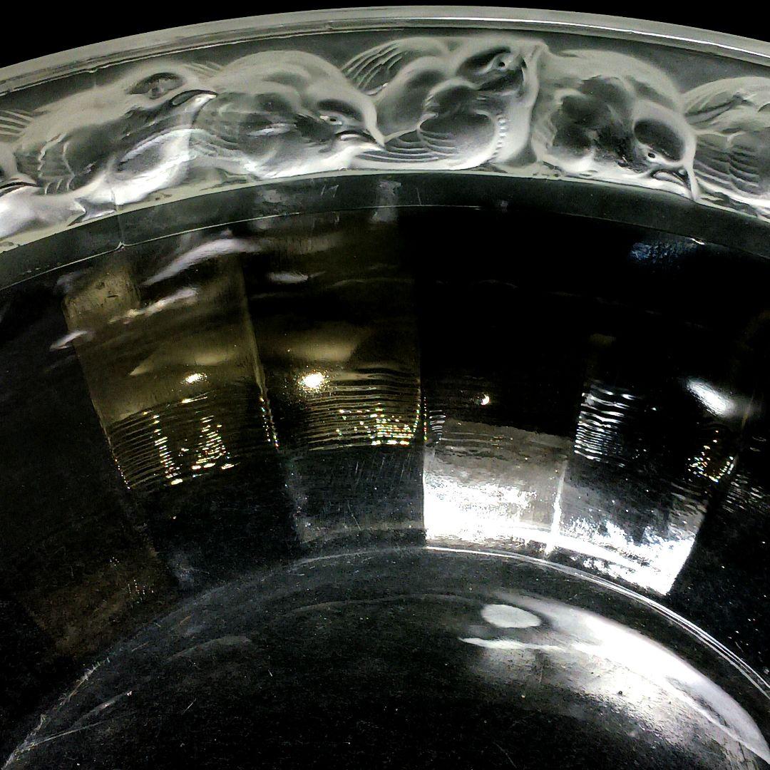 Y2946 ルネ・ラリック メゾンジュ 小鳥 ガラス鉢 直径23㎝ T