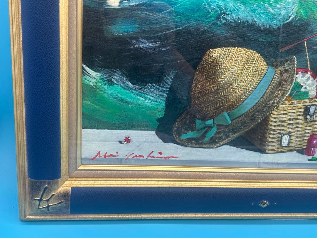 安*雄様 八代亜紀 『海への想い（静）』 油彩画 直筆サイン入り