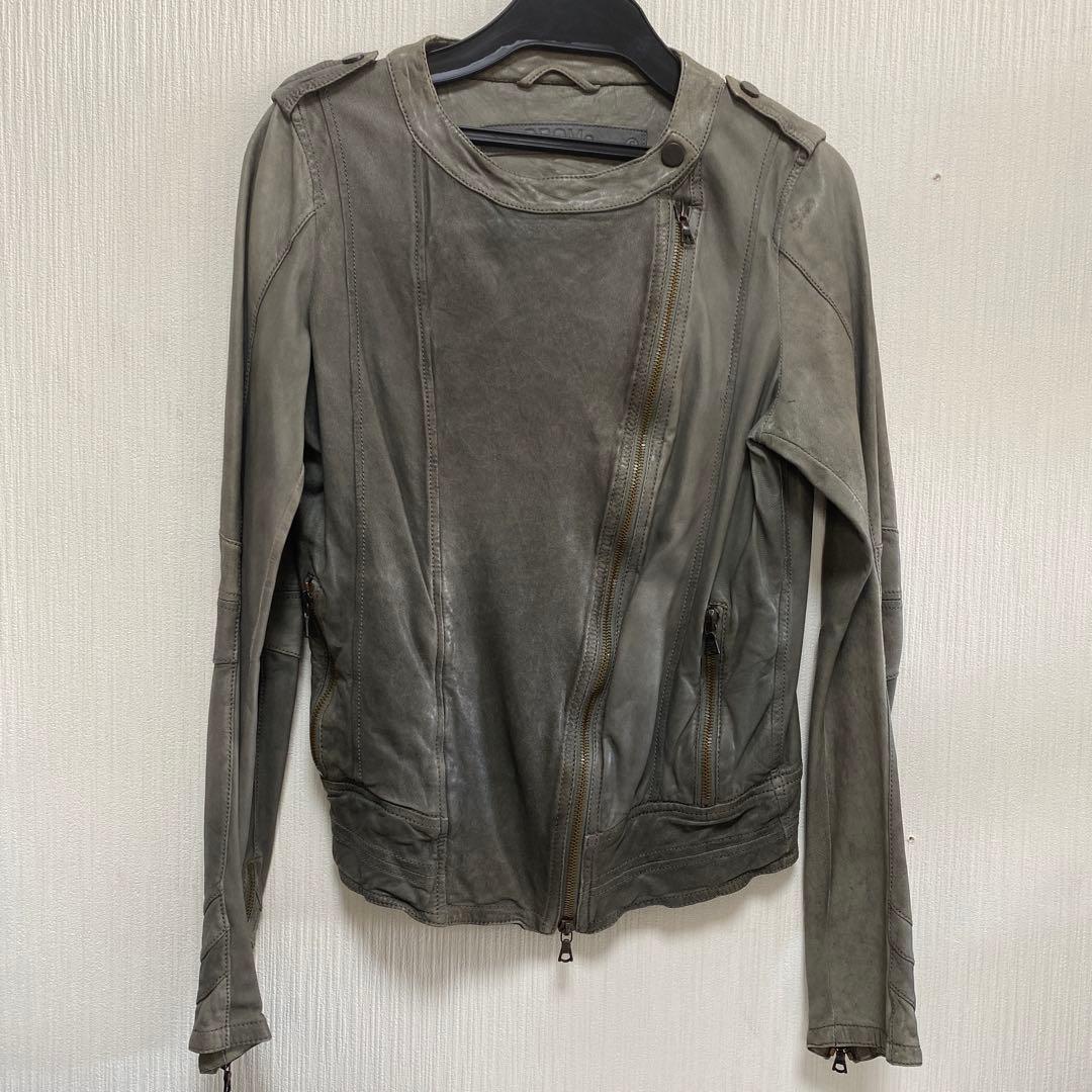 DROMe ドローム レザー ラムレザー 本革 ライダース ジャケット S、7号
