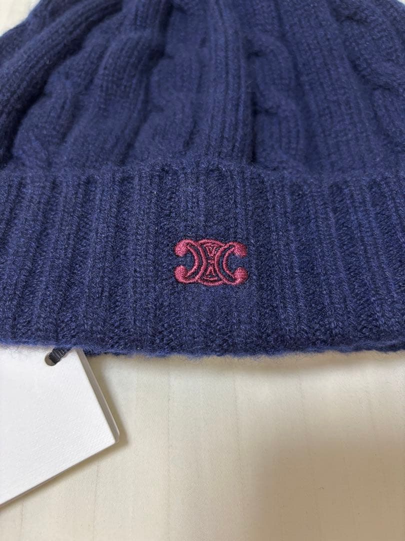 CELINE ネイビー カシミヤ ニット帽