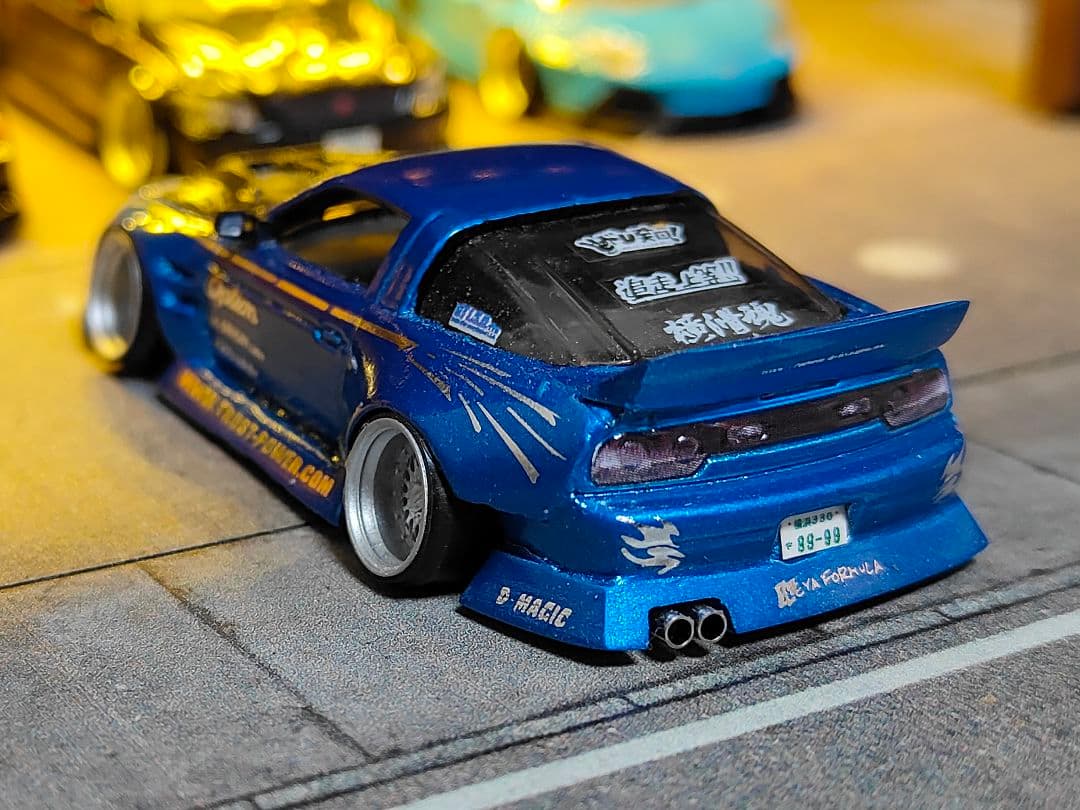 ホットウィールカスタム 日産 180sx フルエアロ ドリ車深リムトミカ改造紫