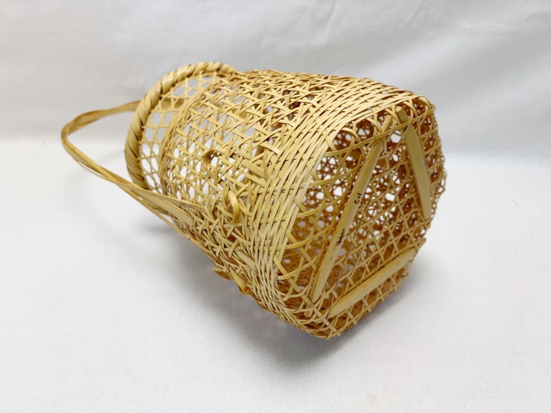 未使用 華道具 竹 和田菁竺作 三友籠 淡々斎好写 花籠