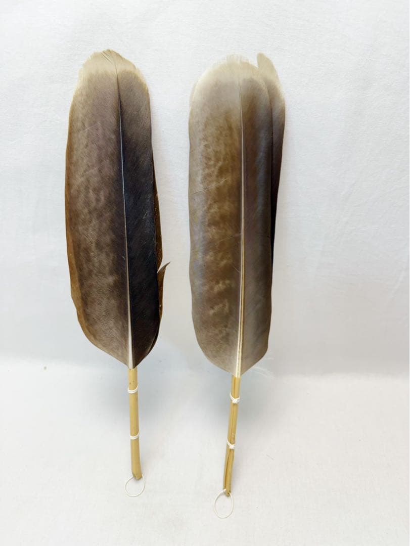 未使用 茶道具 仕立師 杉本鳳堂 鷲 羽箒一双 左羽 炉用 右