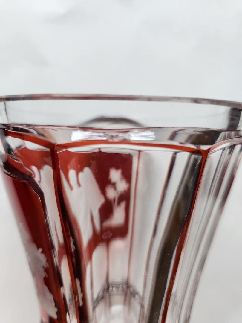 モーゼル ガラス工芸品 ゴブレット 花瓶 クリスタル 赤