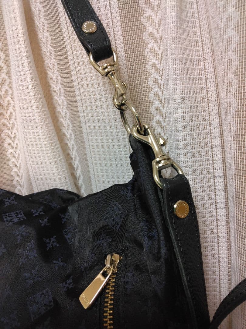 美品　russet　ネイビー　ナイロン ショルダーバッグ ゴールド金具