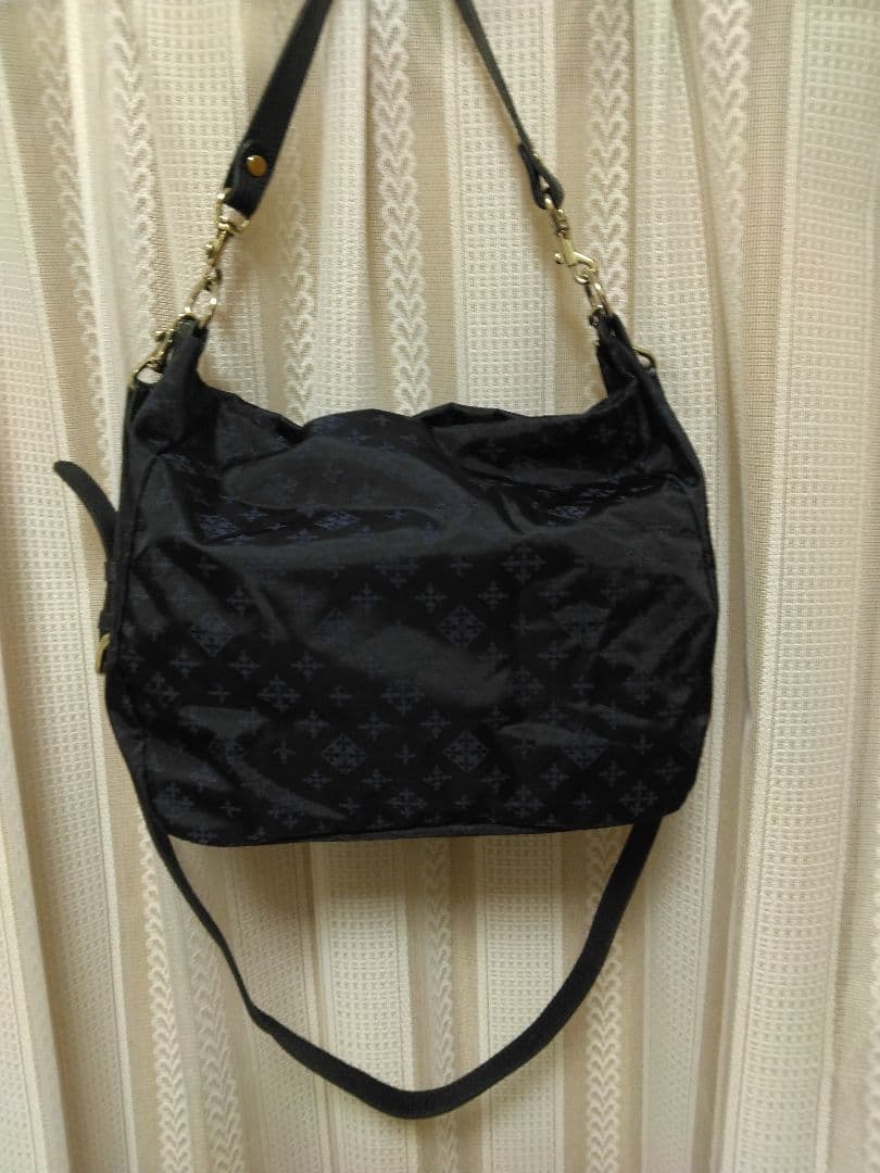 美品　russet　ネイビー　ナイロン ショルダーバッグ ゴールド金具