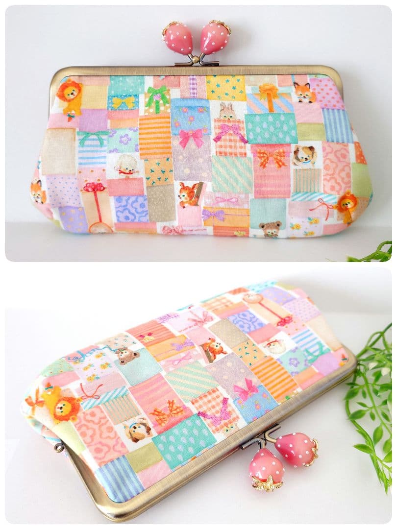 うさこ〜 ハンドメイド ユキエモン がま口ポーチ 3点 ✿パズル ピンク