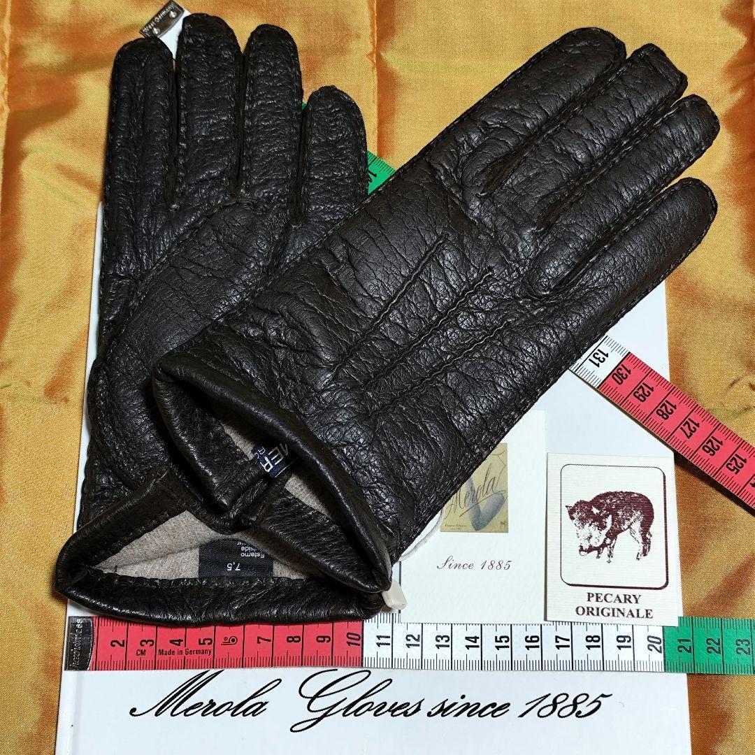 メローラ ペッカリー焦茶 カシミア 革手袋 グローブ MEROLA - メルカリ