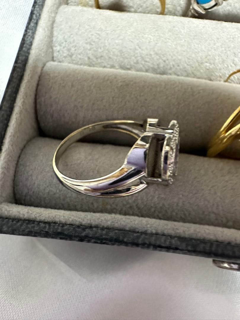 ハート型k18WGホワイトゴールドリング0.1ct 約4.3g