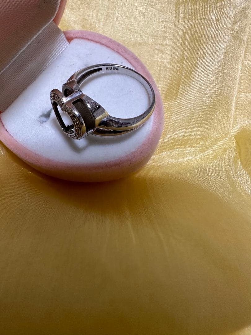 ハート型k18WGホワイトゴールドリング0.1ct 約4.3g