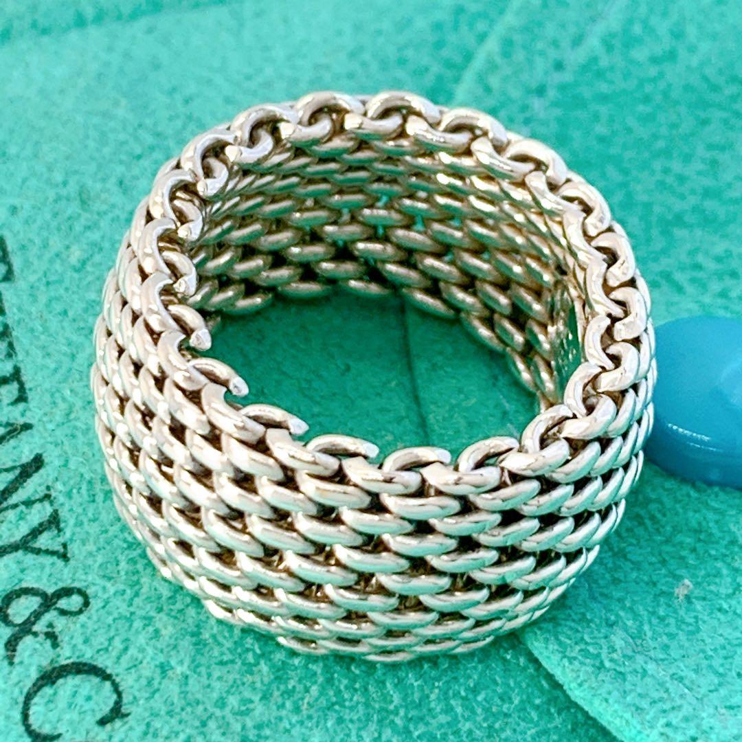 美品 ティファニー サマセット メッシュ リング 約12号 シルバー925