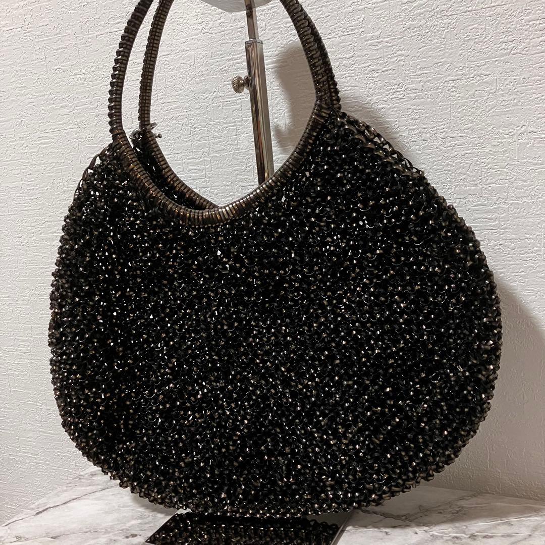 アンテプリマ ビジュー付き ワイヤーバッグ ブラック ハーフムーン