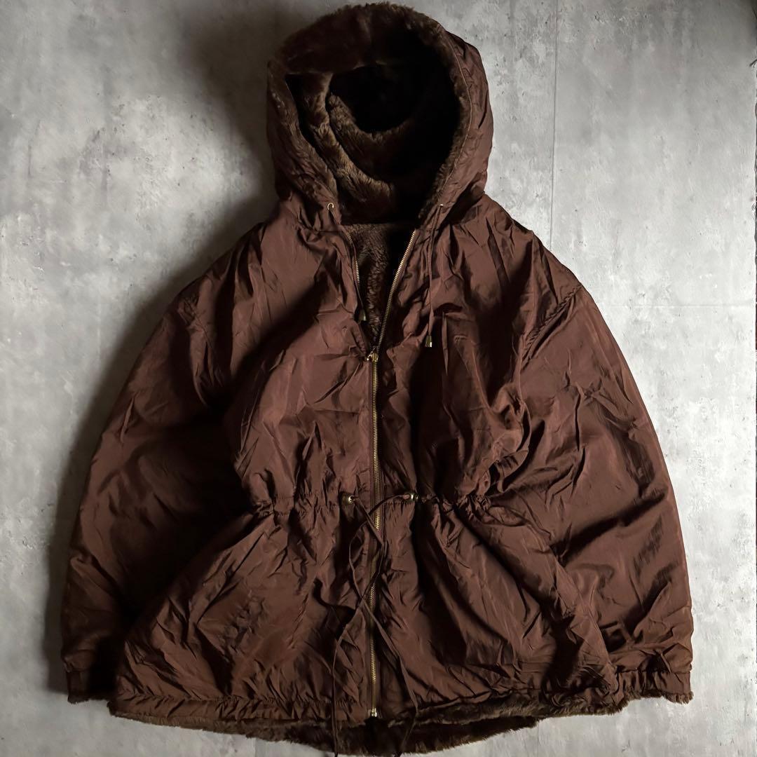 【80s eur vintage】リバーシブル　ファージップパーカー　スペイン製