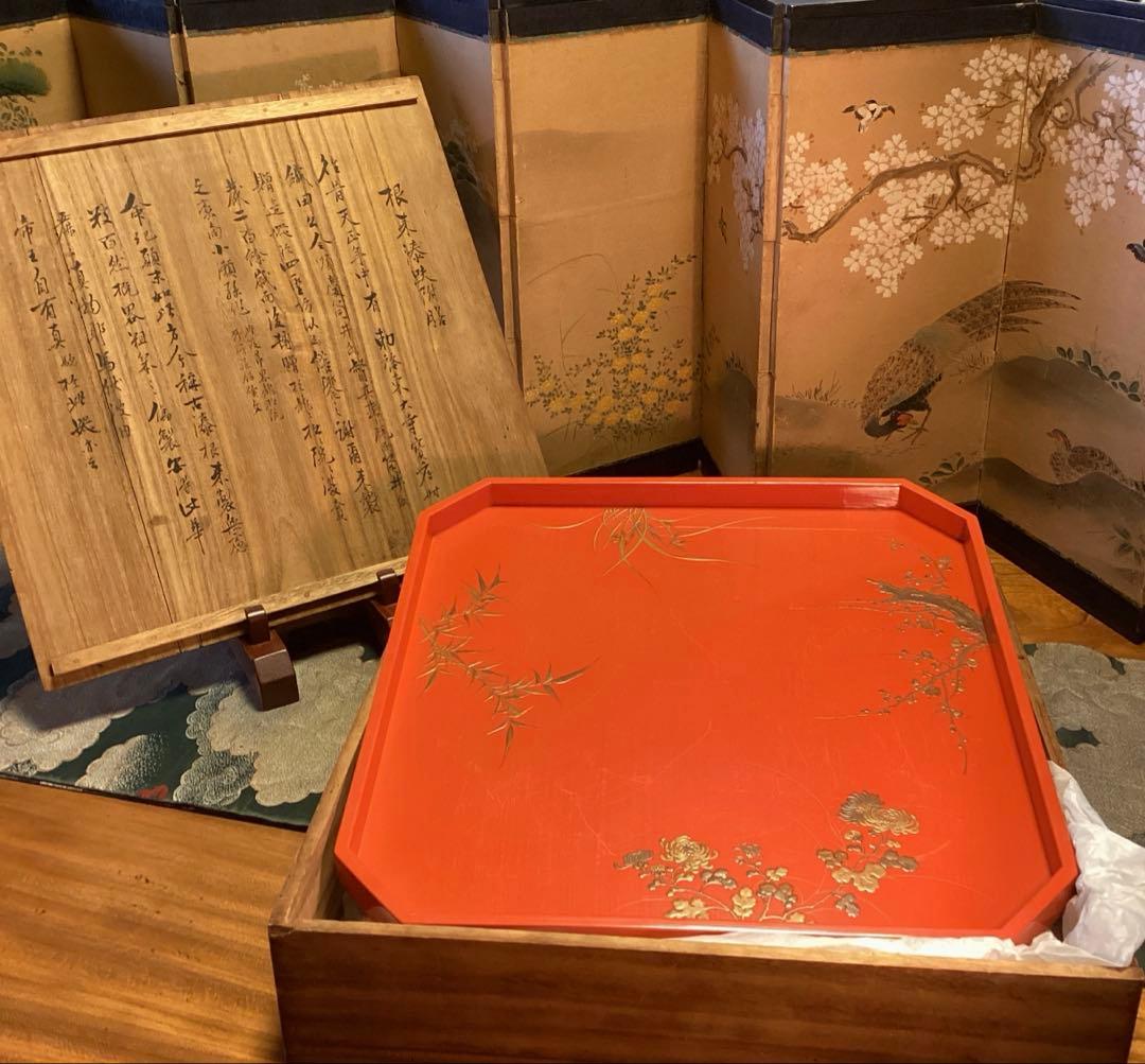 江戸時代 印籠 蒔絵 青貝 梨地