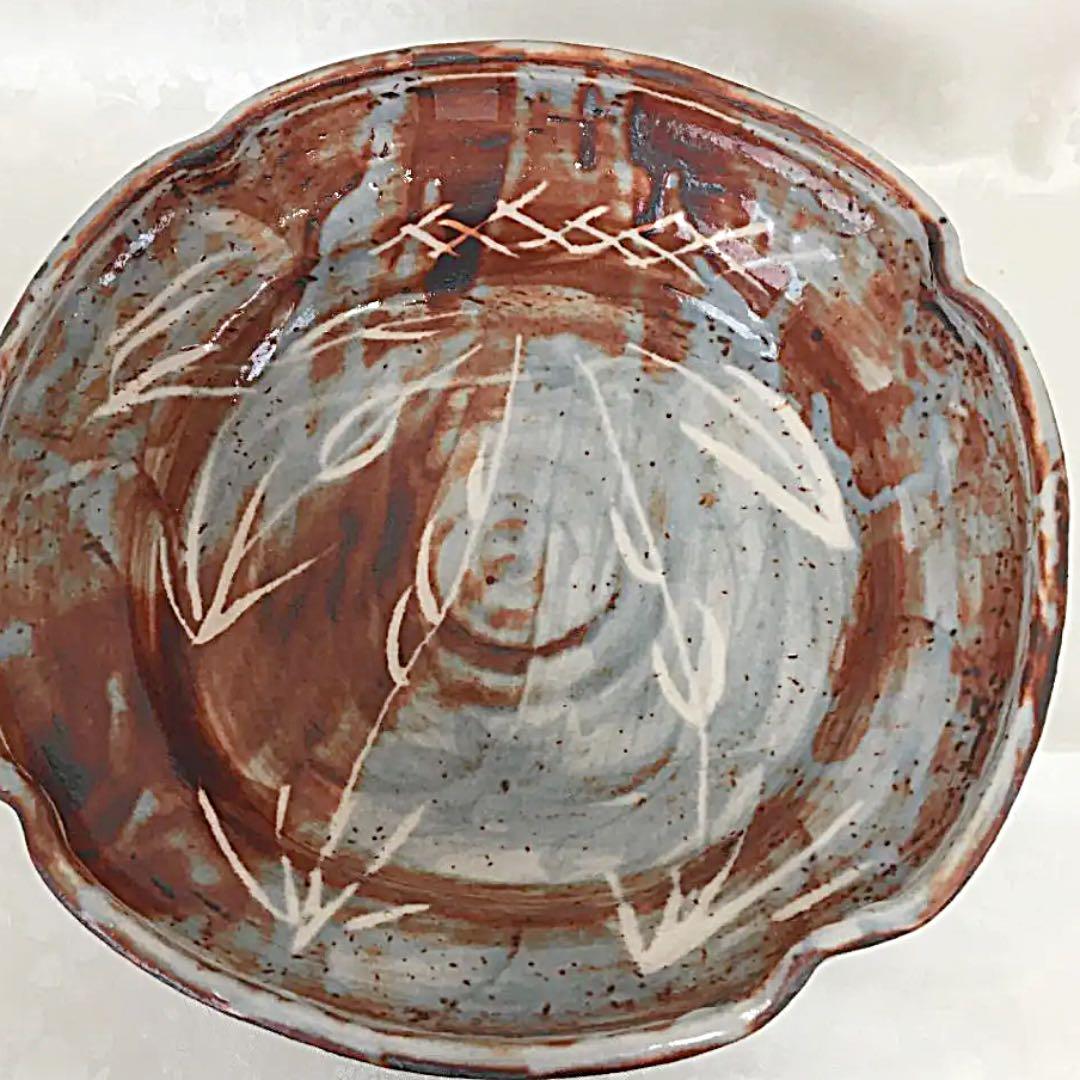 美濃焼 志野焼 大皿 桐箱付き 田中源也/作 ＃A5788 公式 美濃焼 志野焼