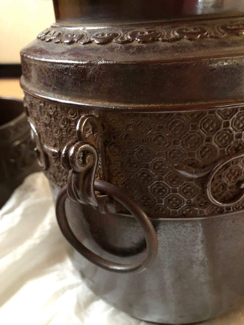 蠟型鋳銅唐草文皆具須賀月真氏作共箱入