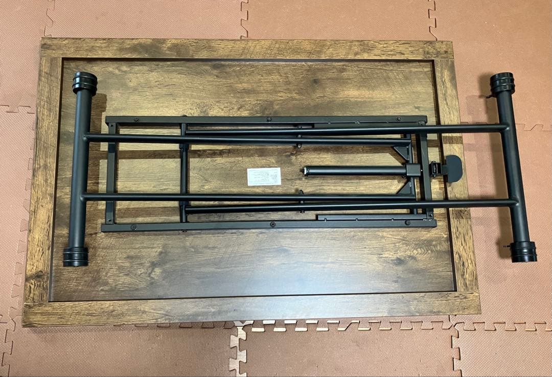 折りたたみ式ガス圧昇降テーブル 120x80cm ブラウン