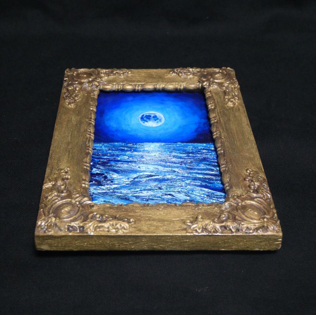 油絵 油彩 油彩画 絵 絵画 キャンバスパネル ミニ絵画【スーパーブルームーン】