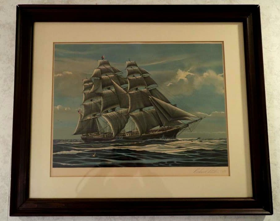 額装品　リトグラフ　R.リントン作　「中国への航海」フランクリン画廊　佳品　稀少 額装品 リトグラフ R.リントン作 「中国への航海」フランクリン画廊