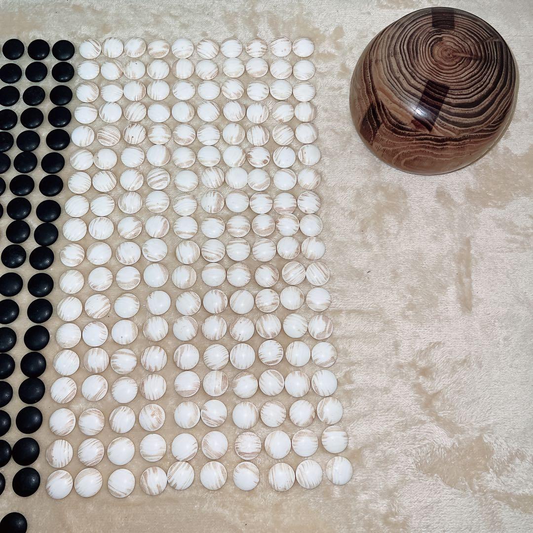 蛤⭐️碁石 蛤白石厚み約1cm 那智黒黒石 碁笥付き 34号？