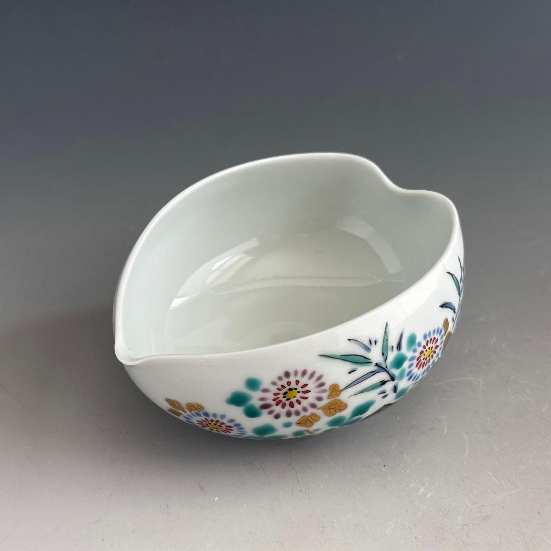 煎茶道具　着彩　菊竹文　湯冷し　平安　清鳳　共箱　京焼　色絵　茶器　茶会