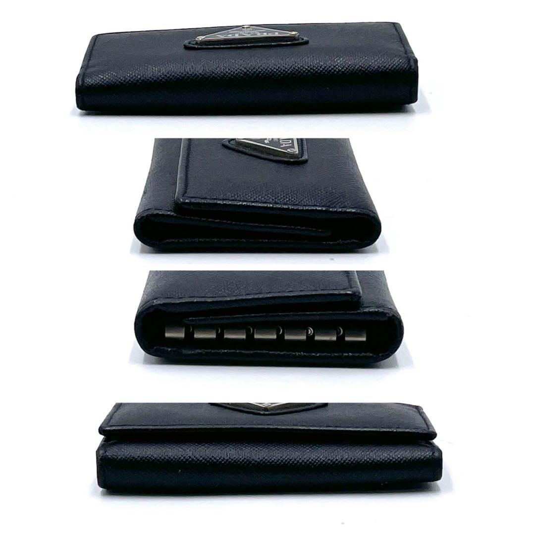 極美品○ PRADA プラダ キーケース 6連 三角ロゴ サフィアーノ レザー