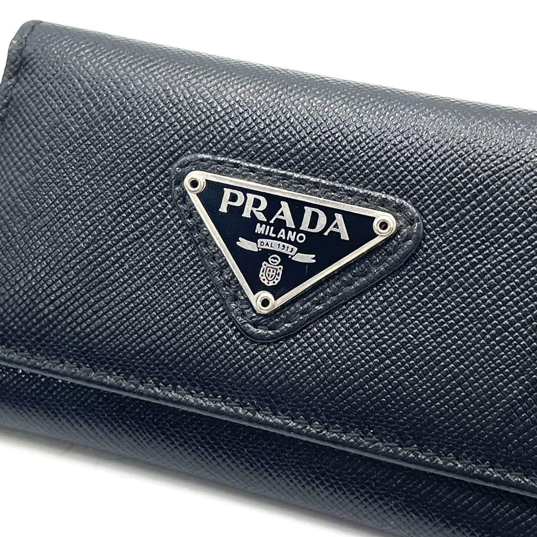 極美品○ PRADA プラダ キーケース 6連 三角ロゴ サフィアーノ レザー