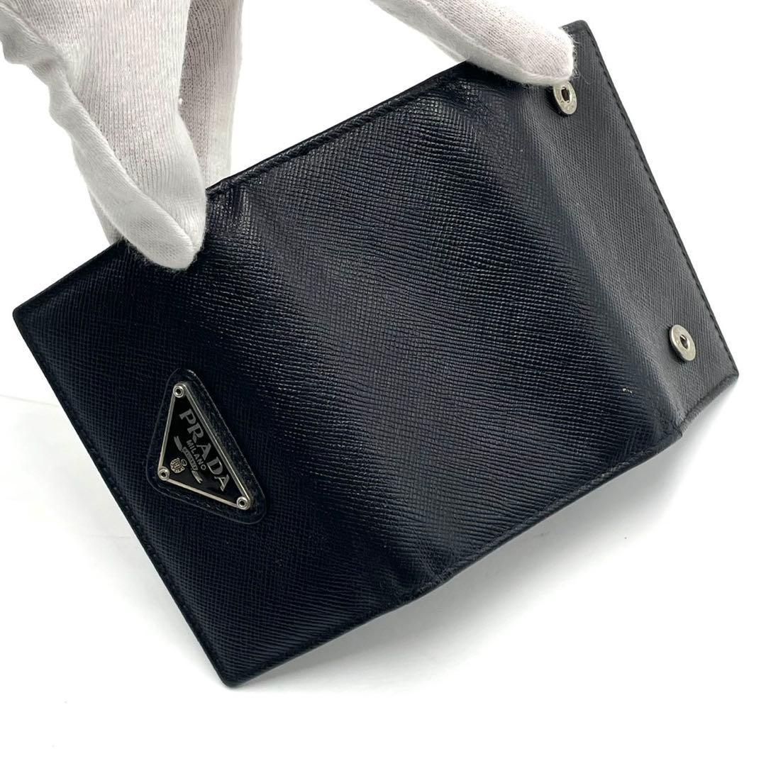 極美品○ PRADA プラダ キーケース 6連 三角ロゴ サフィアーノ レザー