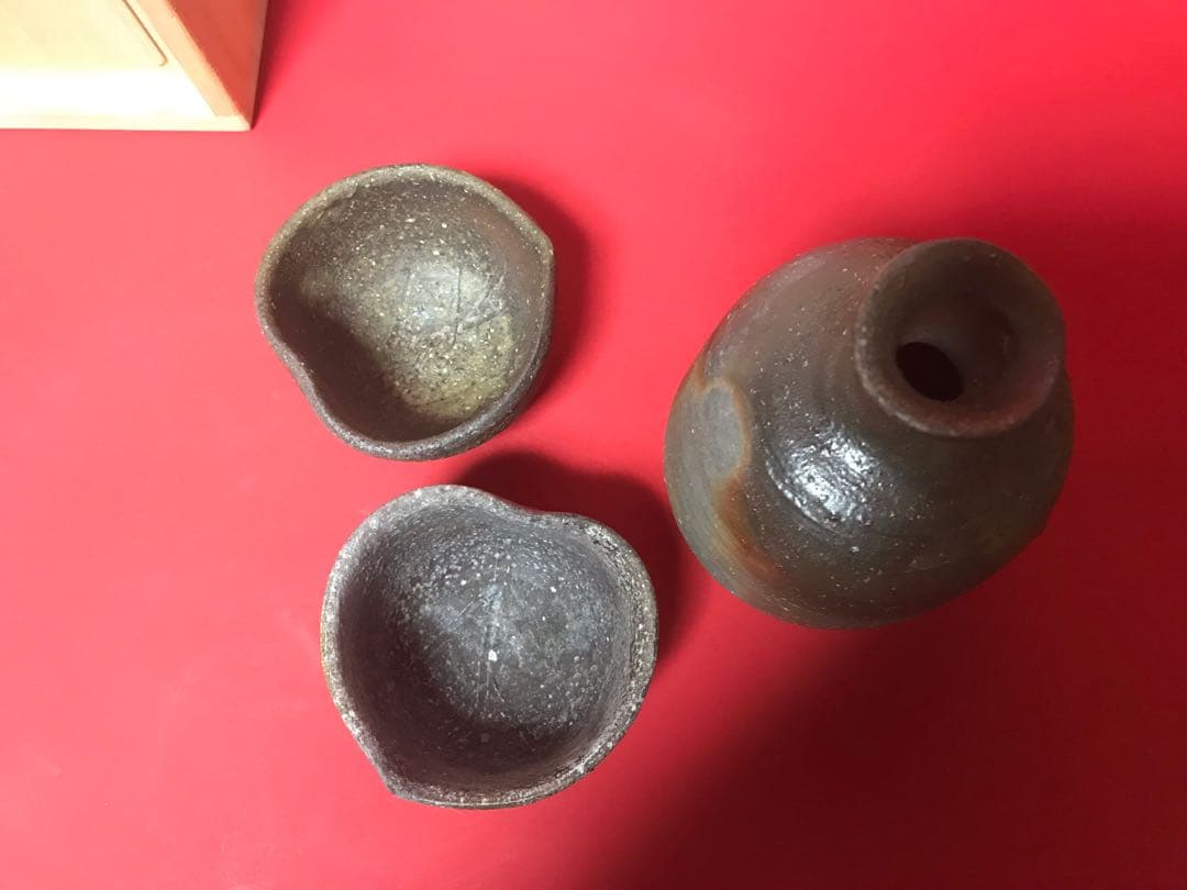 人間国宝 伊勢崎淳の内弟子 山下譲治 備前徳利ぐい呑 酒器