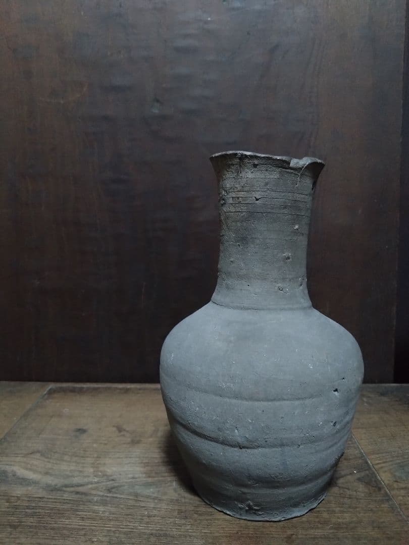 須恵器長頸瓶　発掘　考古　花生　花飾り　骨董古道具