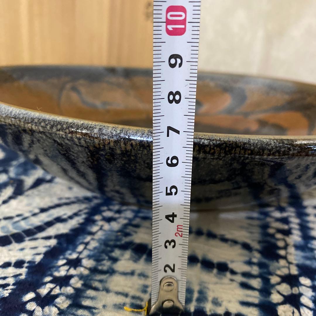 人間国宝　原清　鉄釉鳥文鉢