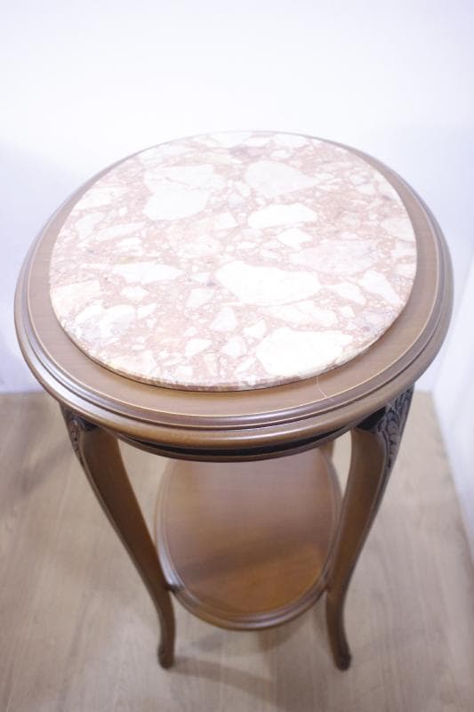 ◇イタリア製 輸入家具入荷天板大理石オーバル型(楕円形) サイドテーブル③