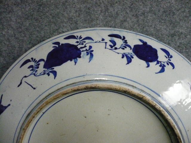 伊万里 格子 蝶 花 ベロ藍 大皿 [B31374] - メルカリ