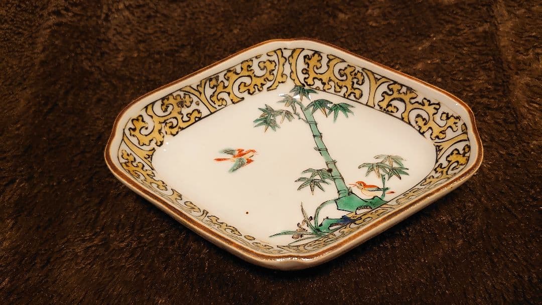 古伊万里 色絵蓋茶碗 五客 太宣年成 花鳥 錦手 染錦