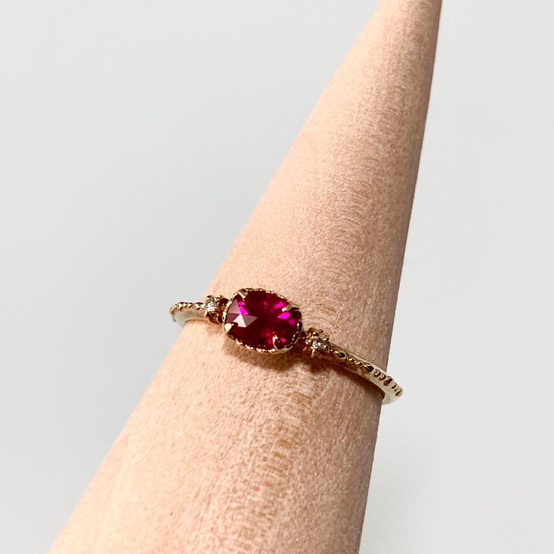 【NOJESS ノジェス】K10シンセティックルビー ダイヤリング11号