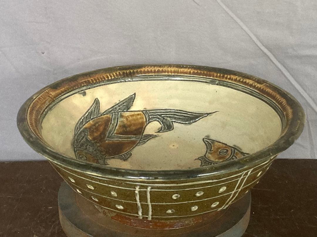 宮城智 30cm 大型魚紋鉢 やちむん 壷屋焼