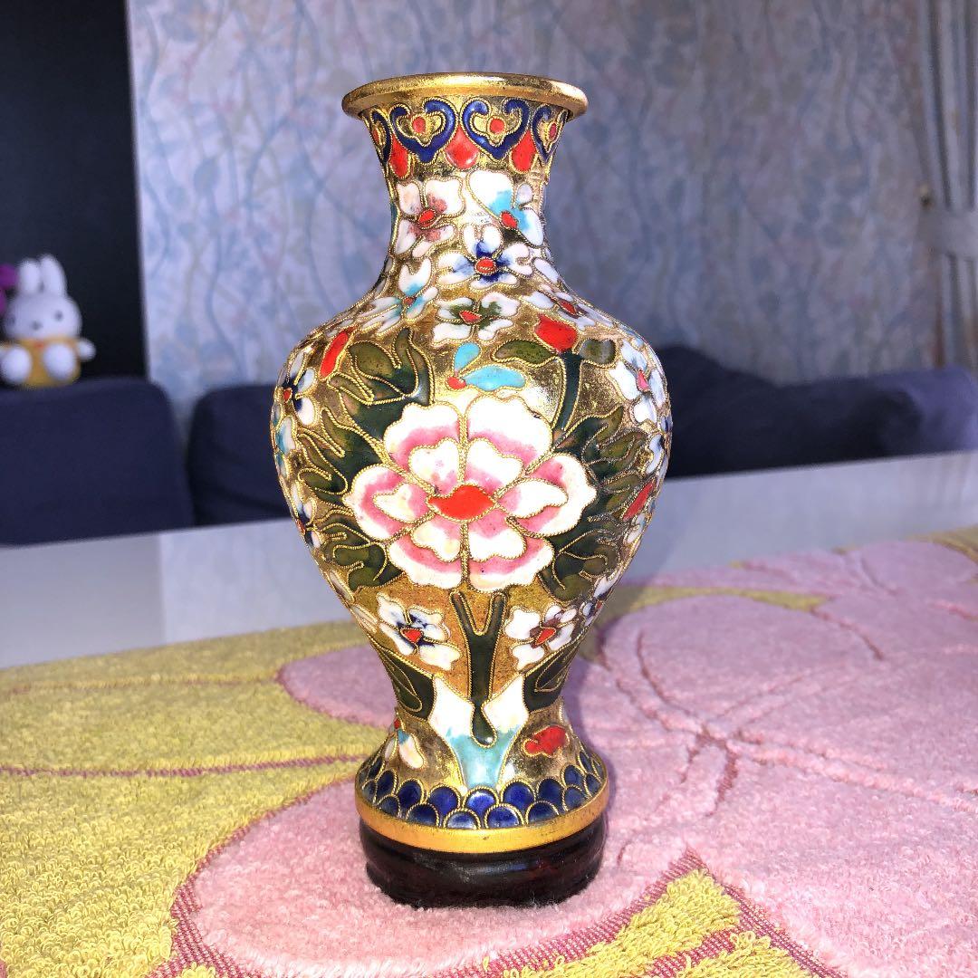 中国七宝焼き花瓶 - Chinese Cloisonné Floral Vase